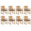 Vrtne stolice s jastucima 8 kom od masivnog drva bagrema 3078194