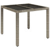 Vrtni stol sa staklenom pločom sivi 90x90x75 cm od poliratana 319896