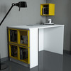Radni stol Kutija - bijela, žuta
