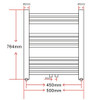 Kupaonski Radijator za Ručnike Centralno Grijanje Ravni 500 x 764 mm