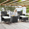 5-dijelni vrtni bistro set od poliratana i kaljenog stakla crni 3058374