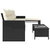 Vrtna sofa L-oblika sa stolom i jastucima crna od poliratana 365571
