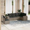 6-dijelni set vrtnih sofa od poliratana s jastucima sivi 3222629