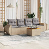 5-dijelni vrtni set sofa s jastucima bež od poliratana 3257214