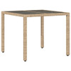 Vrtni stol sa staklenom pločom bež 90x90x75 cm od poliratana 365527