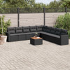 10-dijelni set vrtnih sofa s jastucima crni od poliratana 3224165