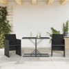 3-dijelni bistro set s jastucima crni od poliratana 365063