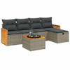 6-dijelni set vrtnih sofa od poliratana s jastucima sivi 3265729