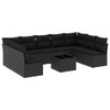 10-dijelni set vrtnih sofa s jastucima crni od poliratana 3249914