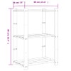 Stalak za pohranu 3 razina sivi 60x38x90 cm masivna borovina n.p