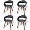 Blagovaonske stolice od zaobljenog drva i umjetne kože 4 kom crne