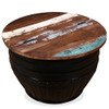 Stolić za Kavu od Masivnog Obnovljenog Drva Crni u Obliku Bačve