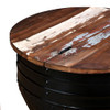 Stolić za Kavu od Masivnog Obnovljenog Drva Crni u Obliku Bačve