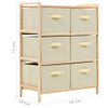 246439 Storage Rack with 6 Fabric Baskets Cedar Wood Beige