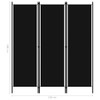 Sobna pregrada s 3 panela crna 150 x 180 cm