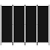 Sobna pregrada s 4 panela crna 200 x 180 cm