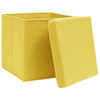 Kutije za pohranu s poklopcima 10 kom 28 x 28 x 28 cm žute
