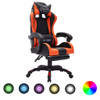 Igraća stolica s RGB LED svjetlima narančasto-crna umjetna koža