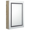 LED kupaonski ormarić s ogledalom bijeli/hrast 50 x 13 x 70 cm