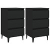 805908 Bed Cabinet with Metal Legs 2 pcs Black 40x35x69 cm