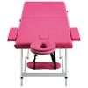 Sklopivi masažni stol s 2 zone aluminijski ružičasti