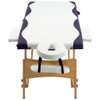 Sklopivi masažni stol s 2 zone drveni bijelo-ljubičasti