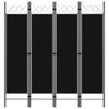 Sobna pregrada s 4 panela crna 160 x 180 cm