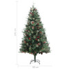 Božićno drvce s LED svjetlima i šiškama zeleno 195 cm PVC i PE