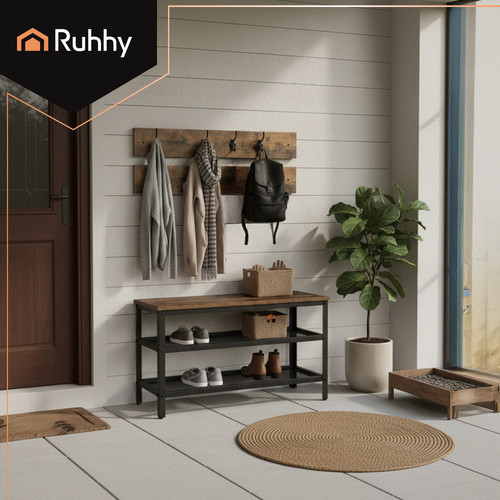 Primjer uređenja predsoblja s klupom i vješalicom