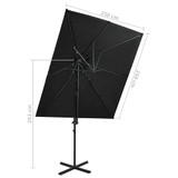 Konzolni suncobran s dvostrukim vrhom 250 x 250 cm crni 312364 Konzolni suncobran s dvostrukim vrhom 250 x 250 cm crni 312364