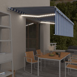 Tenda na ručno uvlačenje s roletom LED 5 x 3 m plavo-bijela 3069341
