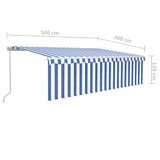 Tenda na ručno uvlačenje s roletom LED 5 x 3 m plavo-bijela 3069341
