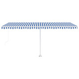 Tenda na ručno uvlačenje s LED svjetlom 500x300 cm plavo-bijela 3069581