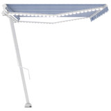 Tenda na ručno uvlačenje s LED svjetlom 500x300 cm plavo-bijela 3069581