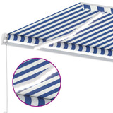 Tenda na ručno uvlačenje s LED svjetlom 500x300 cm plavo-bijela 3069581