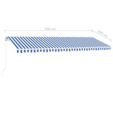 Tenda na ručno uvlačenje s LED svjetlom 500x300 cm plavo-bijela 3069581