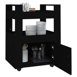 Kuhinjska kolica crna 60 x 45 x 80 cm od konstruiranog drva 816825 Kuhinjska kolica crna 60 x 45 x 80 cm od konstruiranog drva 816825