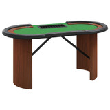 Stol za poker za 10 igrača držač za žetone zeleni 160x80x75 cm 80406