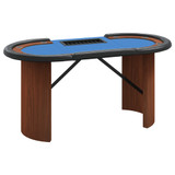 Stol za poker za 10 igrača i držač za žetone plavi 160x80x75 cm 80407
