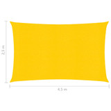 Jedro za zaštitu od sunca 160 g/m² žuto 2,5 x 4,5 m HDPE 311565 Jedro za zaštitu od sunca 160 g/m² žuto 2,5 x 4,5 m HDPE 311565