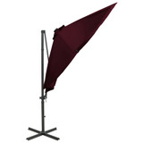 Konzolni suncobran sa šipkom i LED svjetlima 300 cm bordo 312334 Konzolni suncobran sa šipkom i LED svjetlima 300 cm bordo 312334