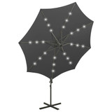 Konzolni suncobran sa šipkom i LED svjetlima 300 cm antracit 312338 Konzolni suncobran sa šipkom i LED svjetlima 300 cm antracit 312338