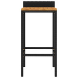 Barski stolci crni 4 kom poliratan i masivno bagremovo drvo 362604