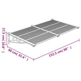 Nadstrešnica za vrata siva i prozirna 152,5x90 cm polikarbonat 153691
