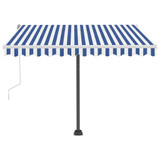 Tenda na ručno uvlačenje LED 300 x 250 cm plavo-bijela 3069701