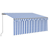 Tenda na ručno uvlačenje s roletom LED 3 x 2,5 m plavo-bijela 3069381