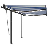 Tenda na ručno uvlačenje s LED svjetlima 3 x 2,5 m plavo-bijela 3070101
