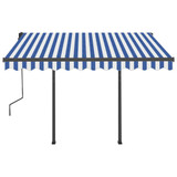 Tenda na ručno uvlačenje s LED svjetlima 3 x 2,5 m plavo-bijela 3070101