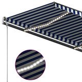 Tenda na ručno uvlačenje s LED svjetlima 3 x 2,5 m plavo-bijela 3070101