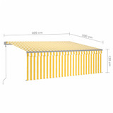 Automatska tenda na uvlačenje s roletom 4 x 3 m žuto-bijela 3069428